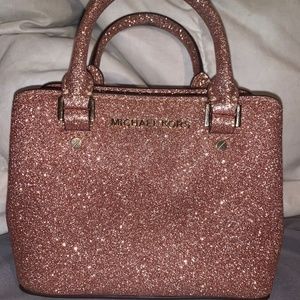 brand new michael kors rose gold glitter bag